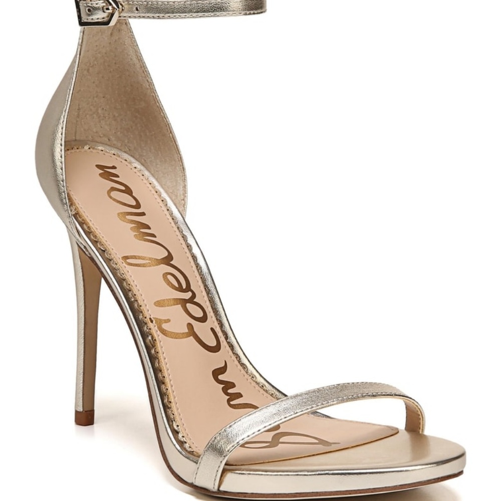 Sam Edelman Ariella Gold Ankle Strap Sandals - Picture 2 of 8